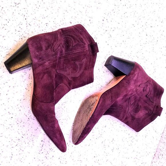 BA&SH Casey Boots Suede Western Cowboy size 38 in Purple Red - SOLD OUT color - Picture 2 of 11